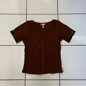 Rebecca Taylor Mocha Ribbed Tee